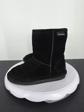 Bearpaw Black Suede Faux Fur Zip Winter Boots Toddler Size 11